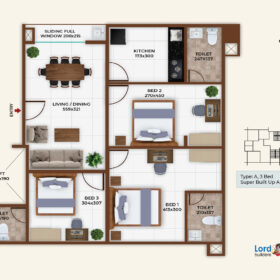 Type: A, 3 Bed